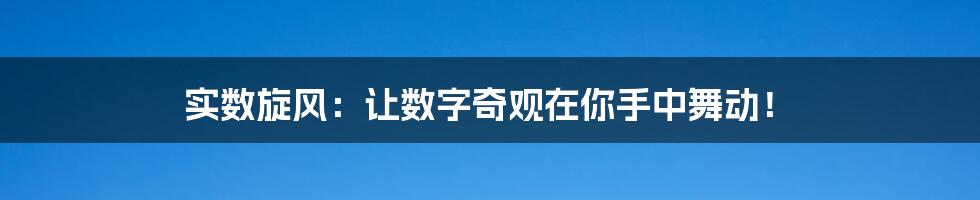 实数旋风:让数字奇观在你手中舞动!