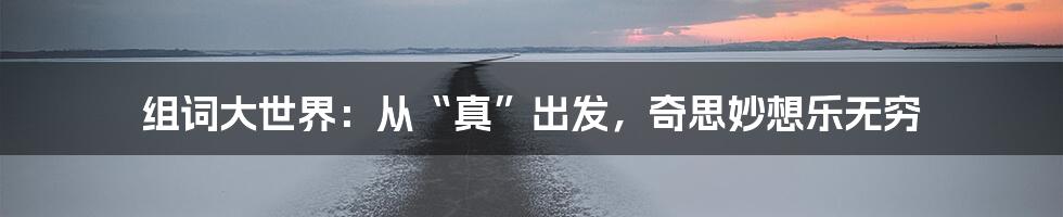 组词大世界:从“真”出发,奇思妙想乐无穷