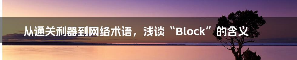 从通关利器到网络术语,浅谈“Block”的含义