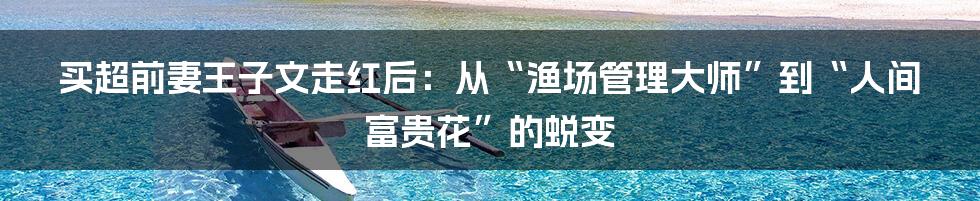 买超前妻王子文走红后:从“渔场管理大师”到“人间富贵花”的蜕变