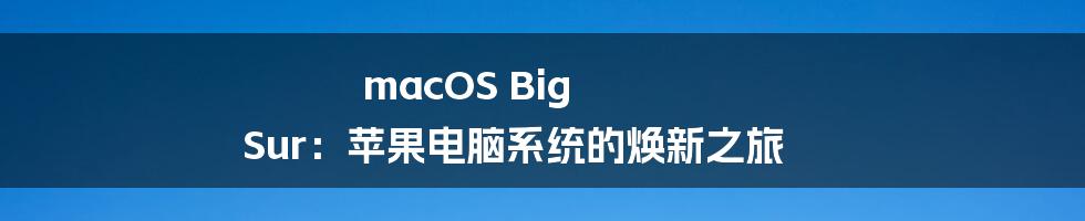 macOS Big Sur：苹果电脑系统的焕新之旅