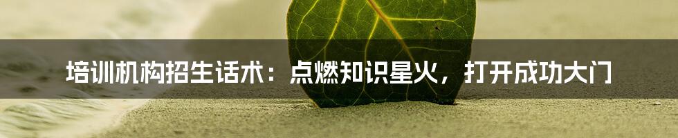 培训机构招生话术:点燃知识星火,打开成功大门