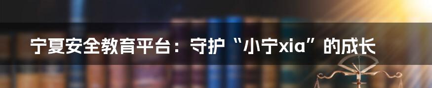 宁夏安全教育平台:守护“小宁xia”的成长
