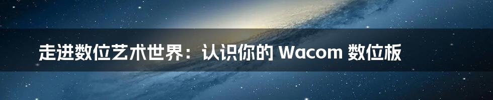 走进数位艺术世界:认识你的 Wacom 数位板