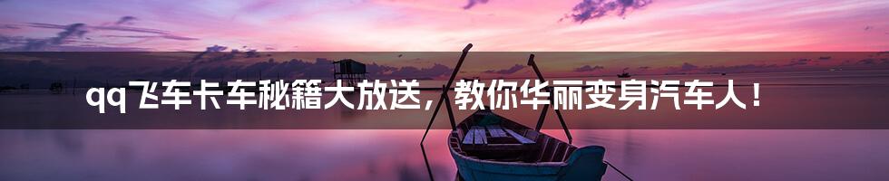 qq飞车卡车秘籍大放送，教你华丽变身汽车人！