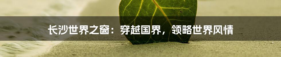 长沙世界之窗:穿越国界,领略世界风情