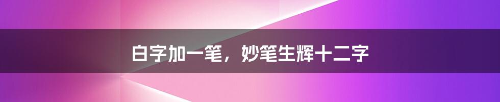 白字加一笔，妙笔生辉十二字