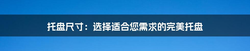 托盘尺寸:选择适合您需求的完美托盘
