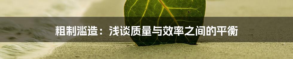 粗制滥造：浅谈质量与效率之间的平衡