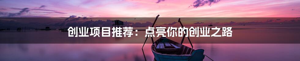 创业项目推荐：点亮你的创业之路