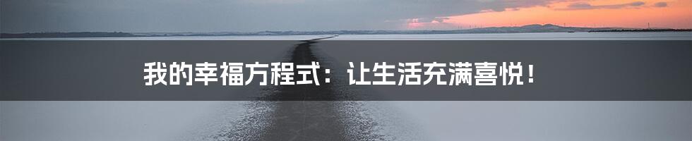 我的幸福方程式：让生活充满喜悦！