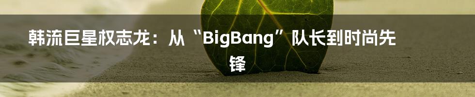 韩流巨星权志龙：从“BigBang”队长到时尚先锋