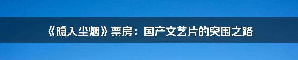 《隐入尘烟》票房:国产文艺片的突围之路