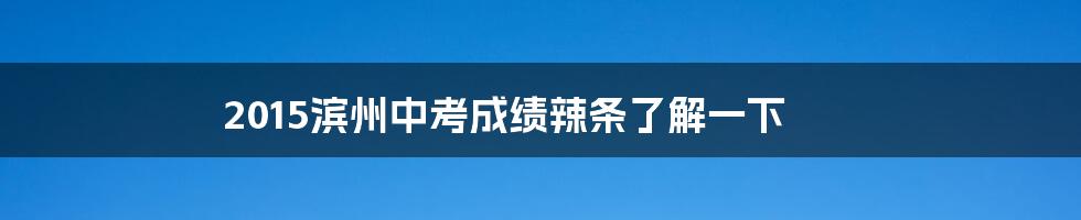 2015滨州中考成绩辣条了解一下