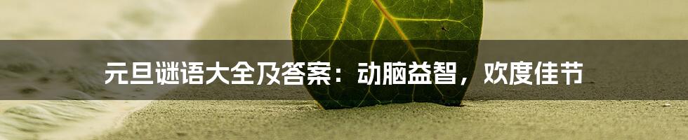 元旦谜语大全及答案:动脑益智,欢度佳节