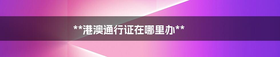 **港澳通行证在哪里办**