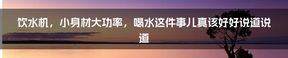 饮水机,小身材大功率,喝水这件事儿真该好好说道说道