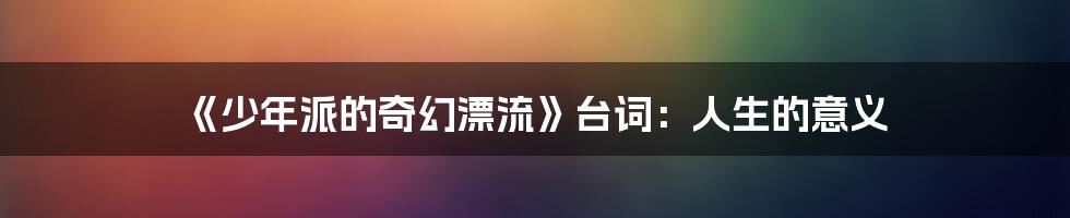 《少年派的奇幻漂流》台词:人生的意义