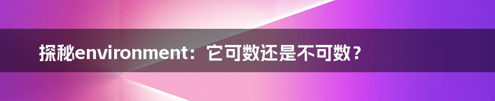 探秘environment:它可数还是不可数?