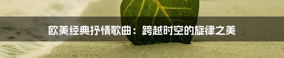欧美经典抒情歌曲：跨越时空的旋律之美