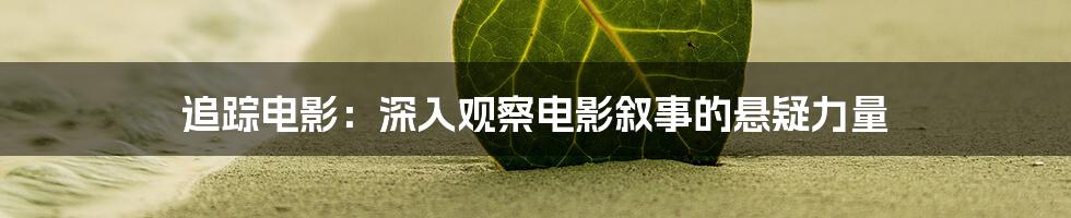 追踪电影:深入观察电影叙事的悬疑力量