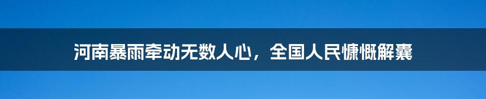 河南暴雨牵动无数人心,全国人民慷慨解囊