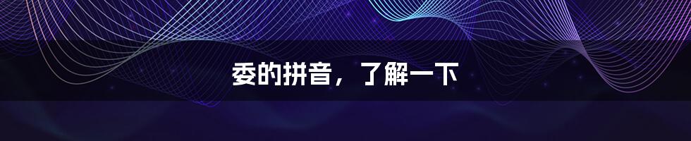 委的拼音,了解一下