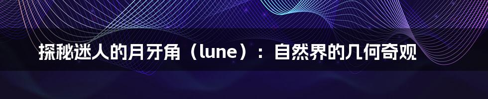 探秘迷人的月牙角(lune):自然界的几何奇观
