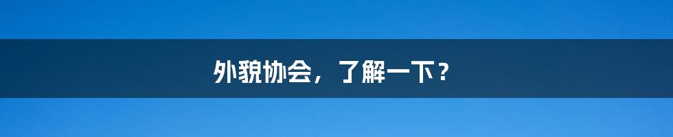 外貌协会，了解一下？