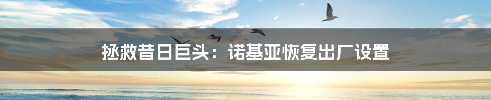 拯救昔日巨头:诺基亚恢复出厂设置