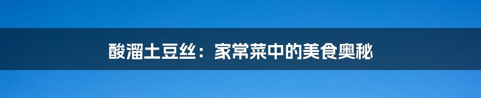 酸溜土豆丝：家常菜中的美食奥秘