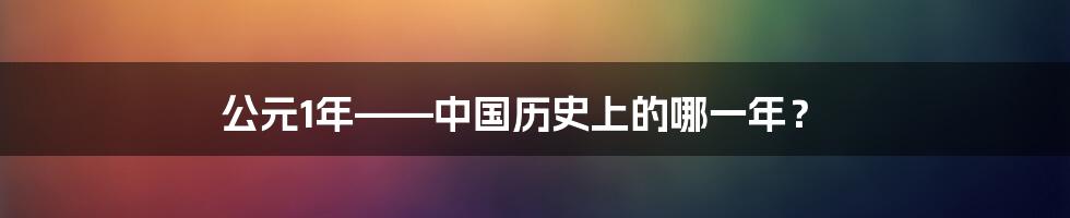 公元1年——中国历史上的哪一年？