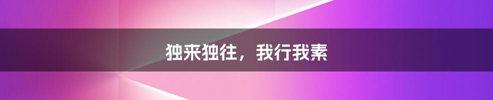 独来独往，我行我素