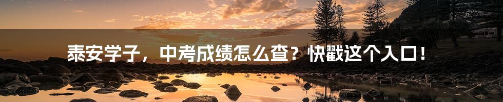 泰安学子，中考成绩怎么查？快戳这个入口！