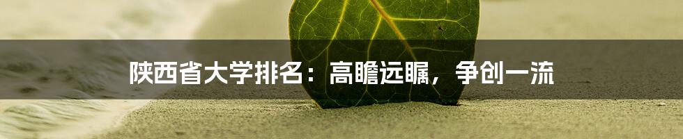 陕西省大学排名：高瞻远瞩，争创一流