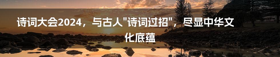 诗词大会2024,与古人"诗词过招",尽显中华文化底蕴