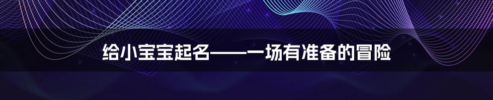 给小宝宝起名——一场有准备的冒险