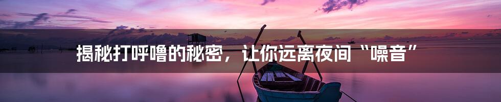 揭秘打呼噜的秘密,让你远离夜间“噪音”