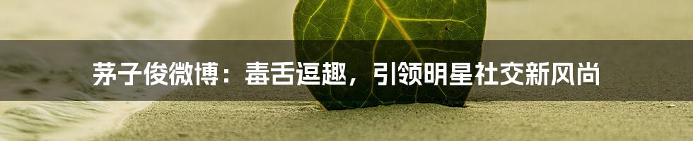 茅子俊微博：毒舌逗趣，引领明星社交新风尚