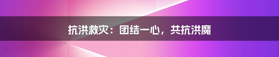 抗洪救灾：团结一心，共抗洪魔