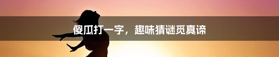 傻瓜打一字，趣味猜谜觅真谛