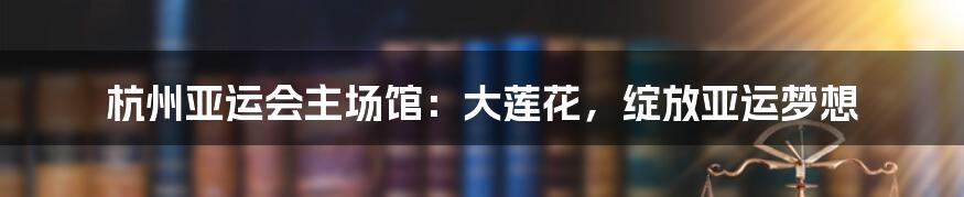杭州亚运会主场馆:大莲花,绽放亚运梦想