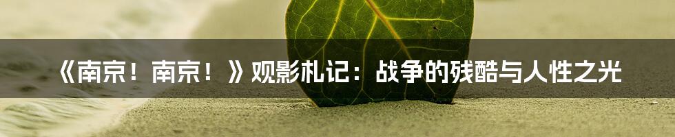 《南京！南京！》观影札记：战争的残酷与人性之光