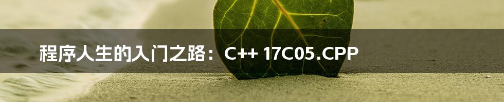 程序人生的入门之路：C++ 17C05.CPP