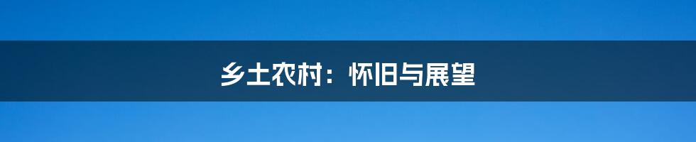 乡土农村:怀旧与展望