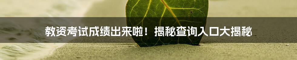 教资考试成绩出来啦！揭秘查询入口大揭秘