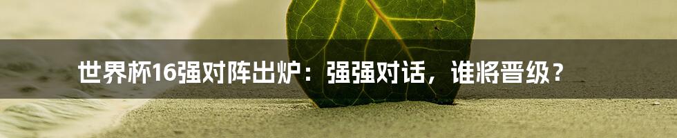 世界杯16强对阵出炉:强强对话,谁将晋级?