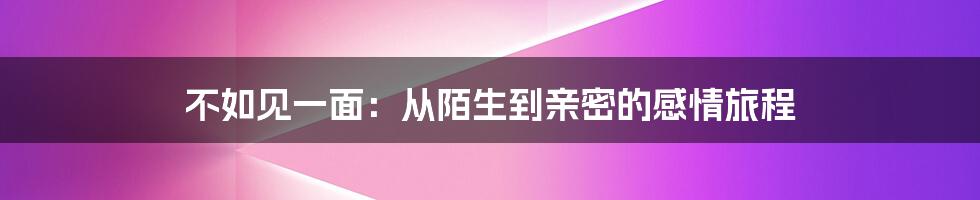 不如见一面:从陌生到亲密的感情旅程
