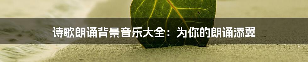 诗歌朗诵背景音乐大全:为你的朗诵添翼