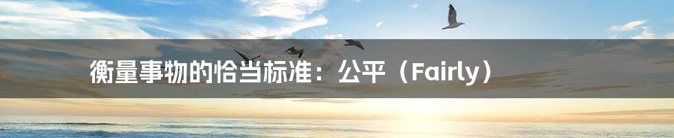 衡量事物的恰当标准：公平（Fairly）